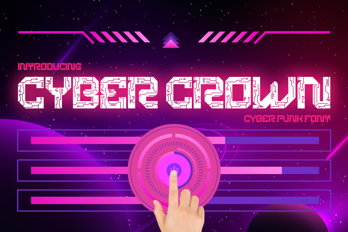 Cyber Crown - Cyberpunk Font, a Font by PutraCetol Studio (Photo 1 of 11)