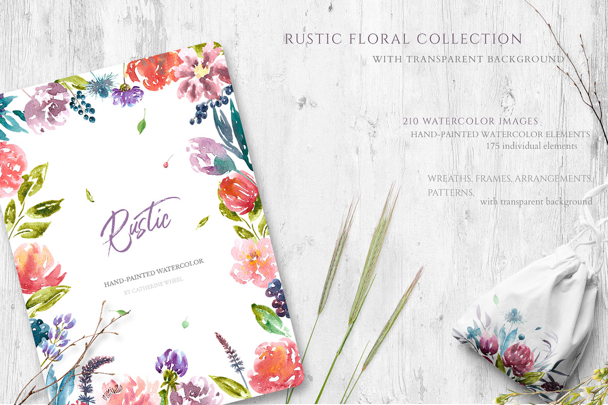 Rustic Watercolor Floral Set, an Illustration by Catherine Wheel (Photo 8 of 11)