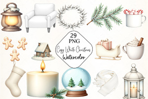 Cozy White Christmas Clipart, an Illustration by CrexoraLab