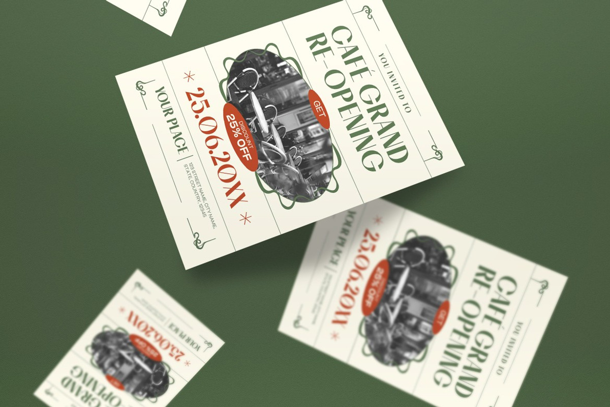 Cafe Grand Re Opening Invitation, an Invitation Template by graphicook (Photo 2 of 3)