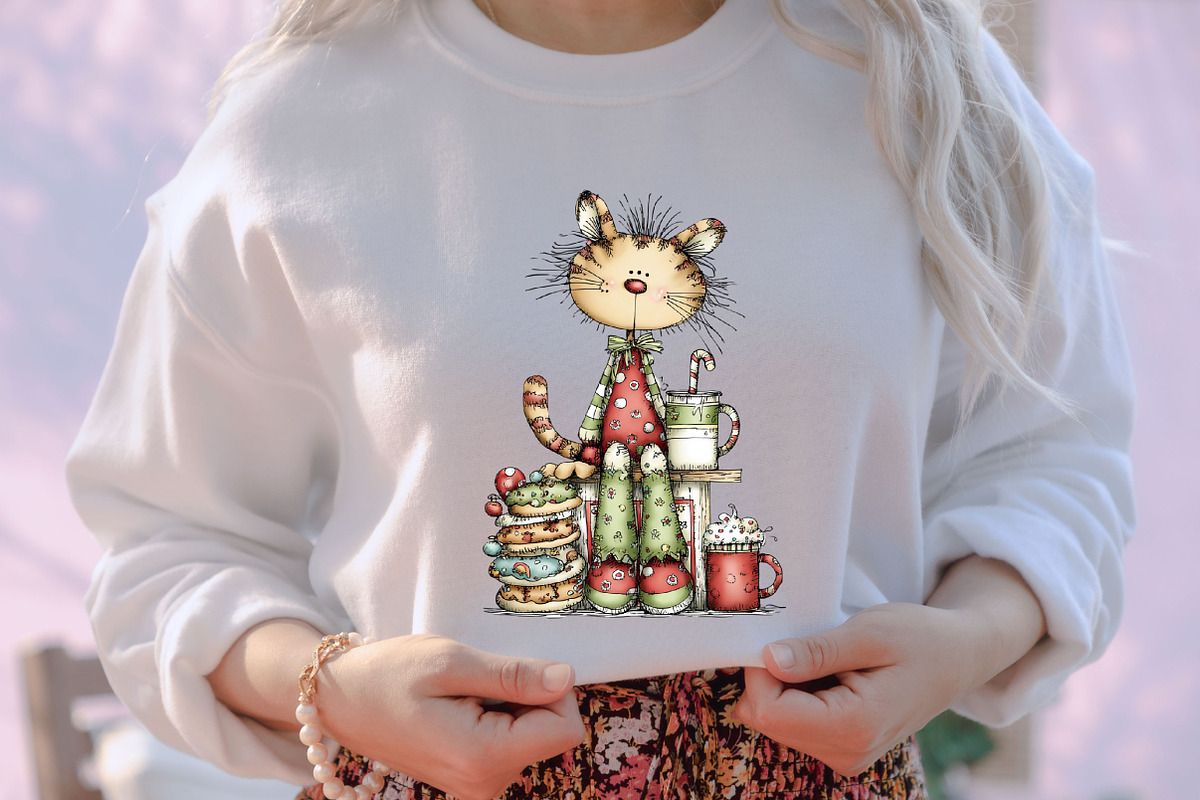 Whimsical Funny Christmas Cats Clipa, an Illustration by designcity5 (Photo 5 of 5)