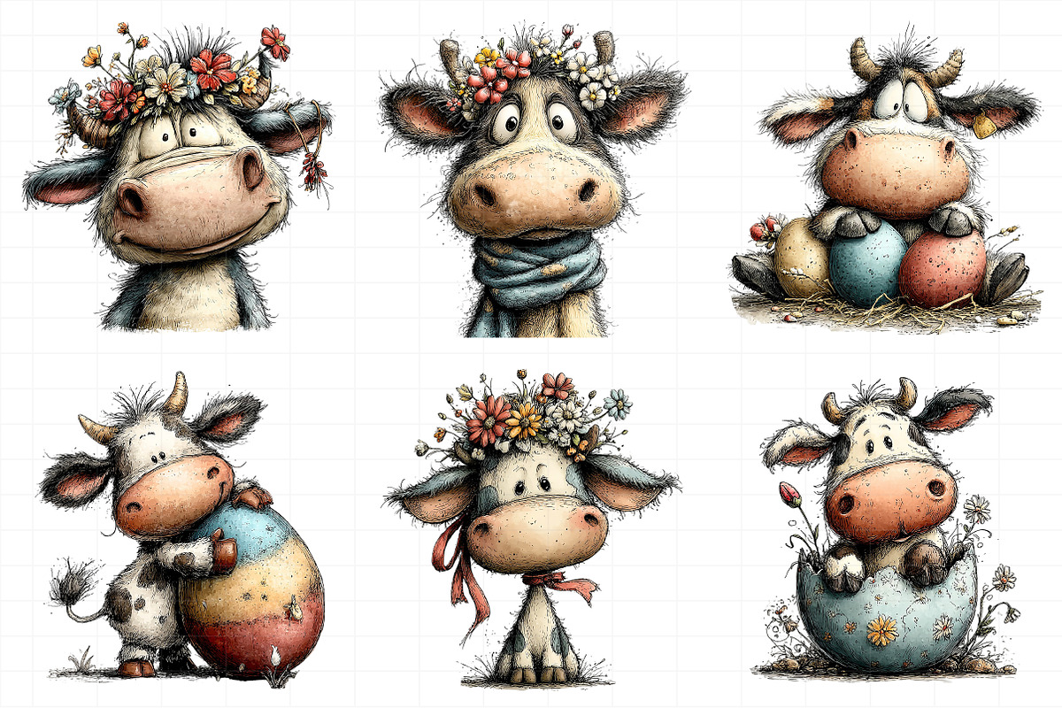 Whimsical Easter Cow Clipart, an Illustration by Daily.Designs (Photo 8 of 8)