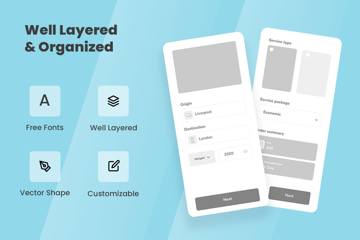 Shipping Service Wireframe Apps, a Wireframe Template by INSPR STD (Photo 2 of 6)