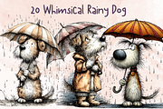 Whimsical Rainy Dog Clipart, an Animal Illustration by GiraffeCreative (Thumbnail 1 of 20)