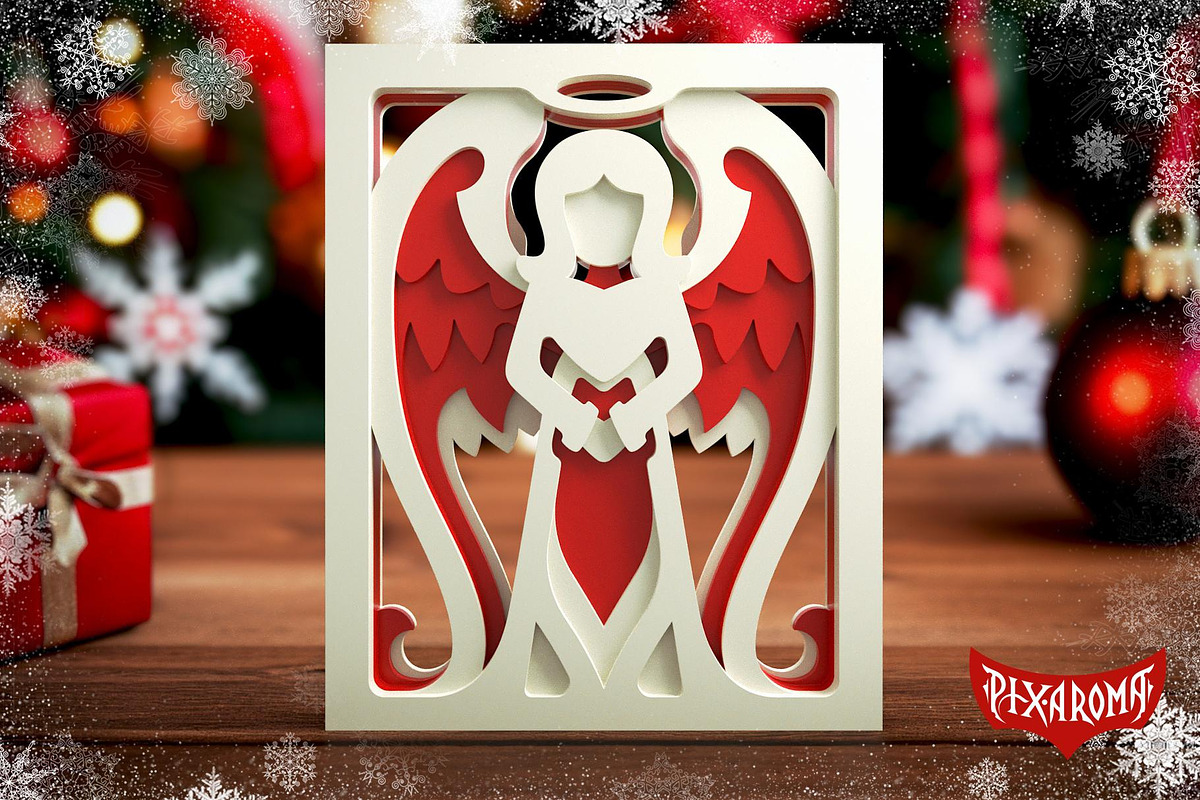 Angels Bundle 3D Layered Cut Files, a Decorative Illustration by pixaroma (Photo 4 of 5)