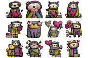 Valentine's Whimsical Sloth Clipart, a Graphic by CitraGraphics (Thumbnail 4 of 4)