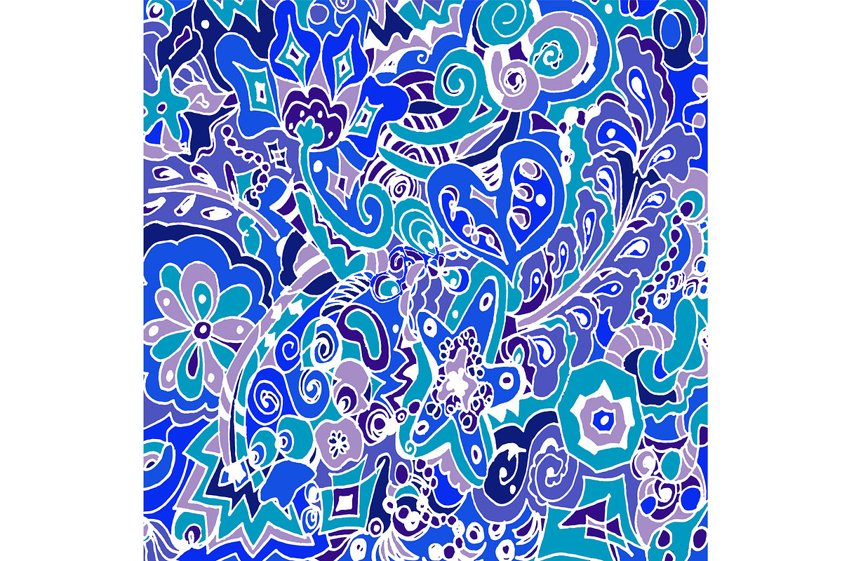 Shades of Blue Hand Drawn Pattern, a Decorative Illustration by Sharon Schwalbe (Photo 1 of 2)