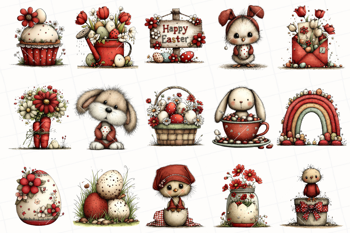 Whimsical Easter Clipart Bundle, an Illustration by OK Design (Photo 3 of 6)