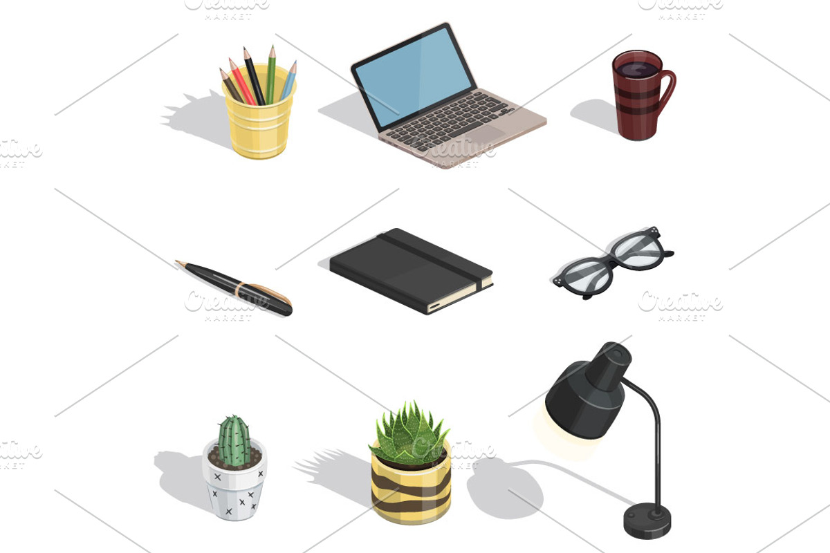 Workspace VECTOR isometric icons, a Finance Illustration by Natalka Dmitrova art (Photo 10 of 16)