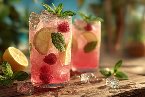Refreshing Raspberry Lemon Mint Iced, a Photo by Pixeness Studio