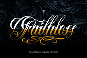 Faithless Edgy Tattoo Font, a Script Font by WhymoreArt (Thumbnail 1 of 12)