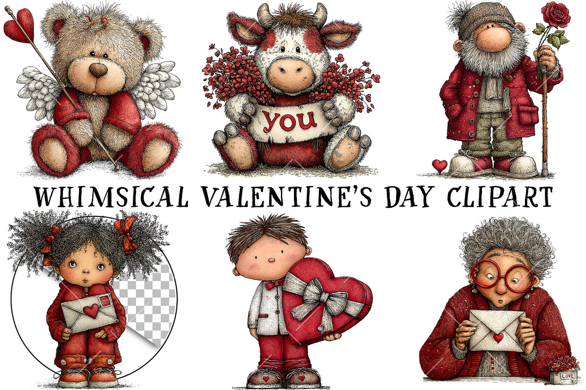 Whimsical Valentine's Day Clipart, an Illustration by OK Design (Photo 2 of 6)