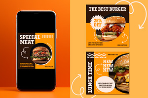 Fast Food Social Media Post, a Templates & Theme by studiogstock