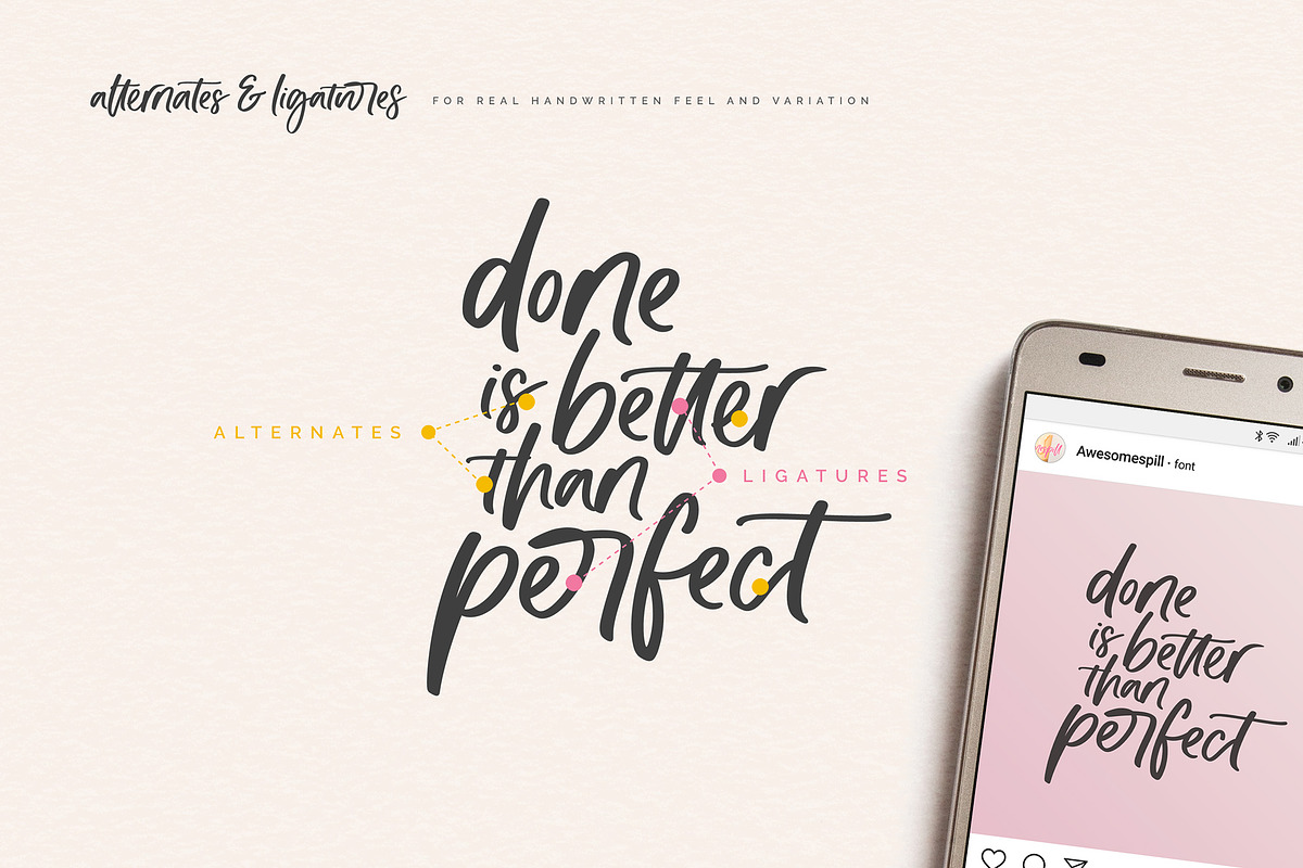 Awesomespill | handlettered font, a Handwritten Font by Minna Kaario (Photo 4 of 9)