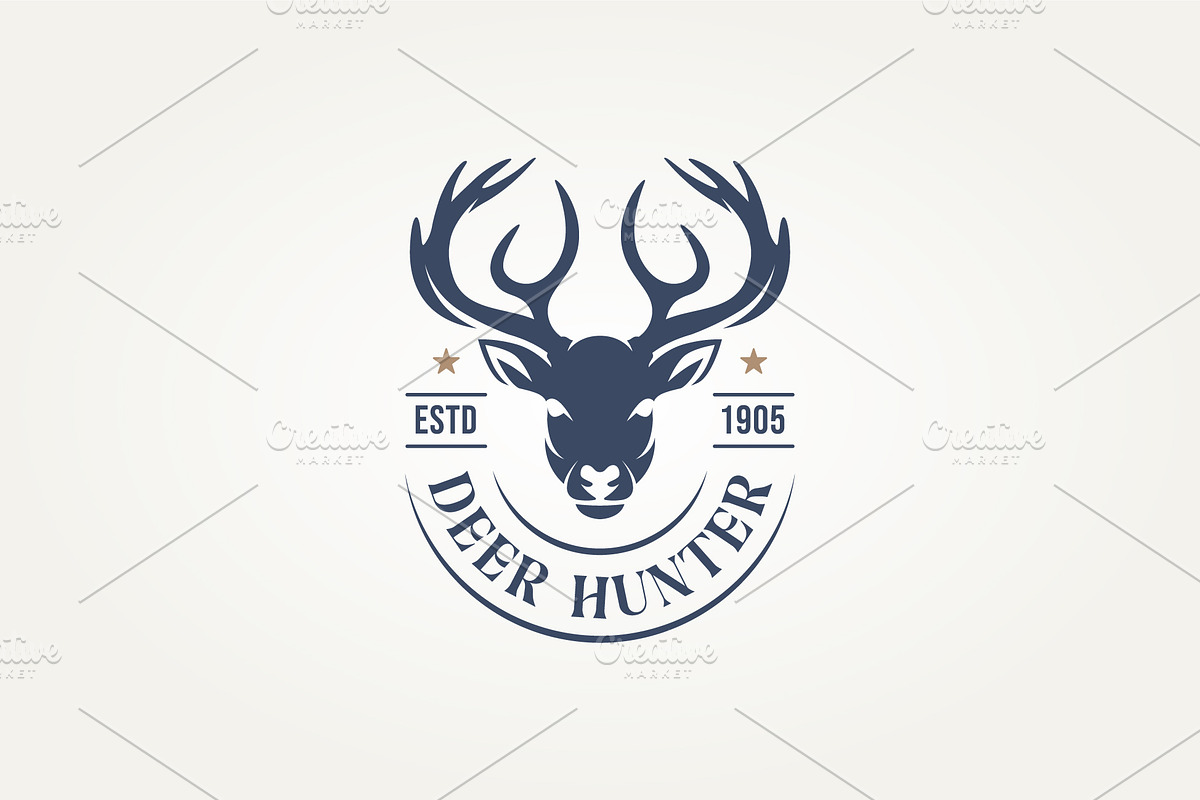 antler deer head hunting icon logo, a Branding & Logo Template by Blazybone