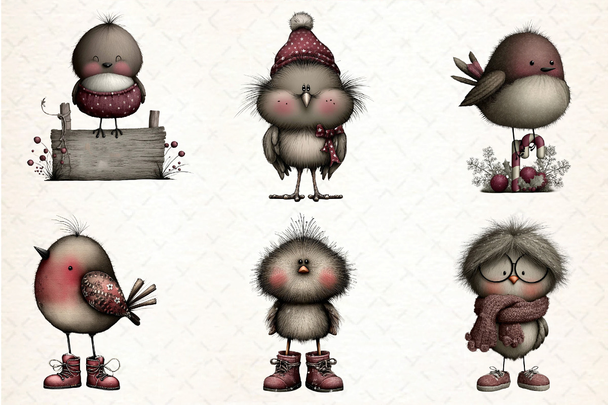 Whimsical Robin Bird Clipart, an Illustration by DreamCafeArt (Photo 2 of 7)