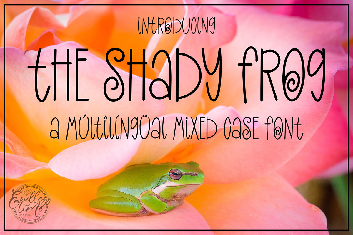 The Shady Frog - A Multilingual Font, a Sans Serif Font by Endless Time Graphics (Photo 1 of 3)