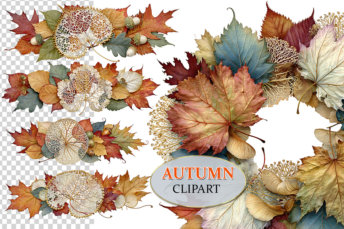 Luxury Clipart Autumn Leaves Wreath, a Decorative Illustration by Area (Photo 28 of 40)