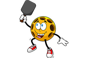 Jumping Pickleball Character, an Illustration by HitToon