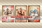 Valentines animals Valentine cards, an Animal Illustration by CraftArtStory (Thumbnail 3 of 3)