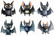 Quirky Bats Watercolor Clipart, an Illustration by OK Design (Thumbnail 5 of 5)