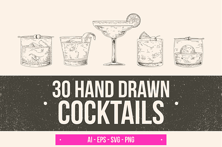 Hand Drawn Cocktails, a Food Illustration by Zaib Ali