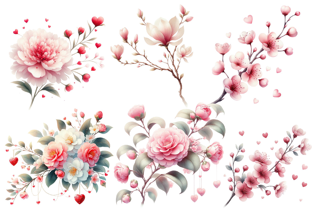 Valentine Watercolor Floral Branch, an Illustration by Designworld (Photo 3 of 5)