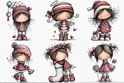 Whimsical Christmas Doll Clipart, an Illustration by Canvas Craft (Thumbnail 3 of 7)