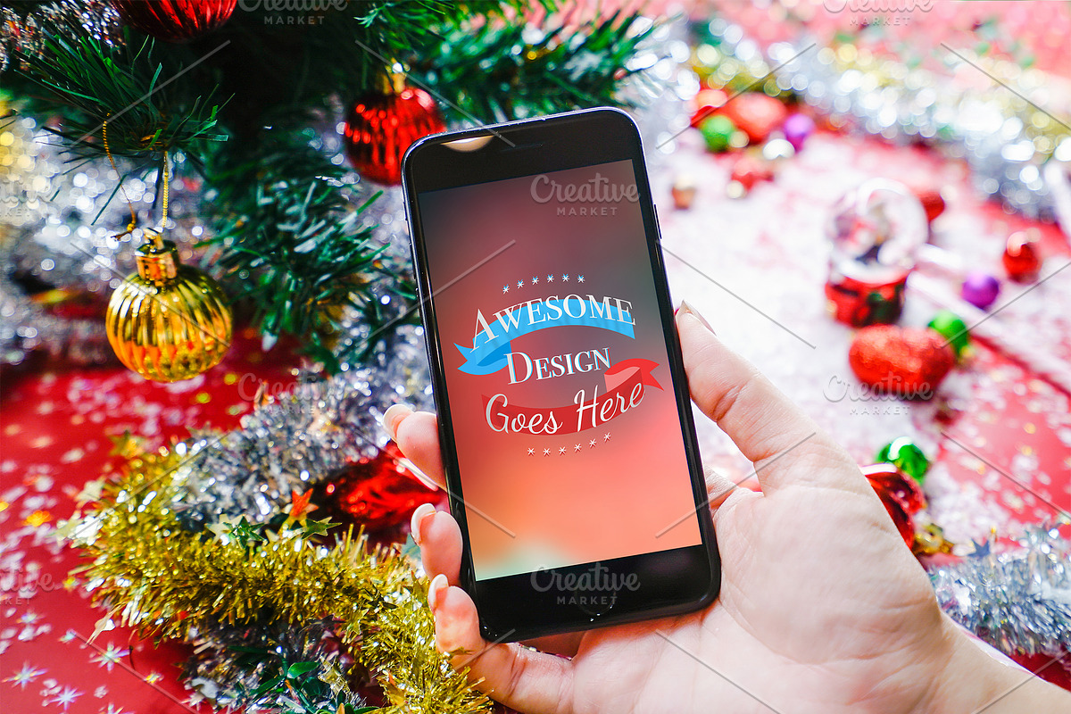 Christmas & New Year Mock-Up, an iPhone Mockup by EmilGuseinov (Photo 12 of 23)