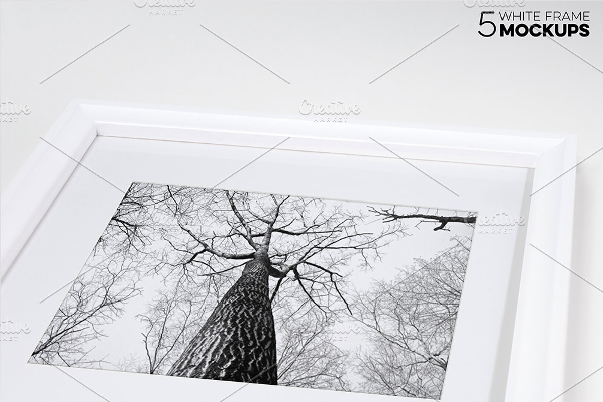 Bundle of 5 White Frame Mockups, a Print Template by LayerLabs (Photo 5 of 5)