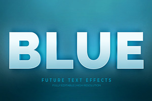 Blue 3D Text Style Effect Mockupæ
