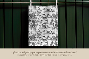 Easter Bunny Toile De Jouy Pattern