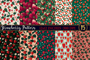 Strawberry Pattern Digital paper, an Illustration by Designworld