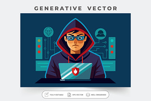 A hacker with glasses focuses intent, a Graphic by Iftikhar Alam