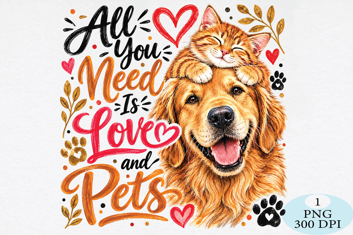 All You Need Is Love and Pets PNG, a Seasonal Illustration by Daily.Designs (Photo 1 of 5)