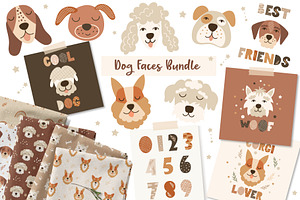 Dog Faces Bundle, an Animal Illustration by DearLetters