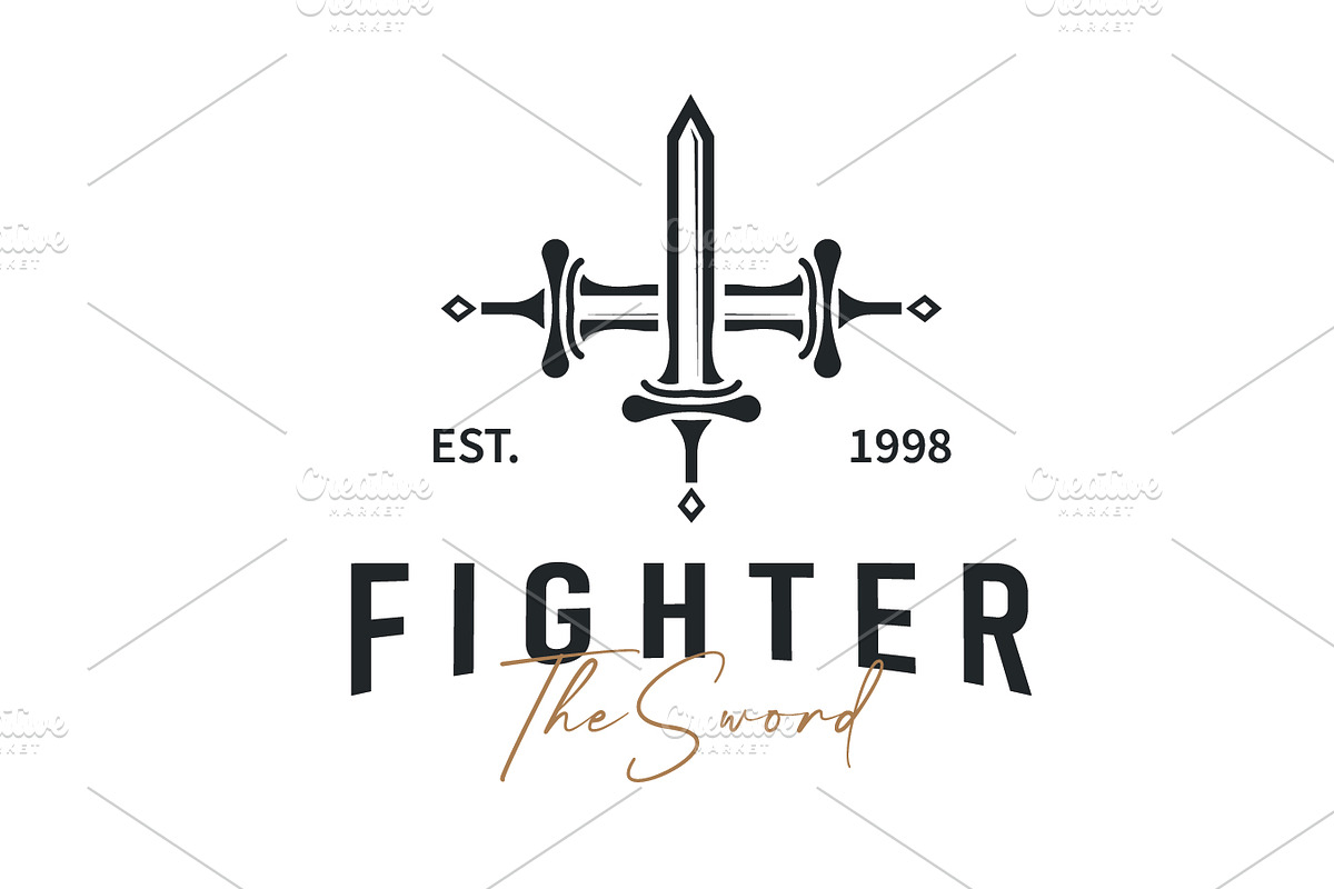 Sword logo design with simple black, a Branding & Logo Template by Maylianaw28
