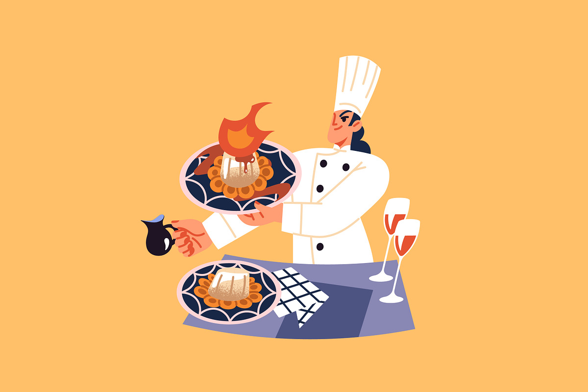 Chefs cooking food set, a Food Illustration by PaperTrident (Photo 3 of 11)
