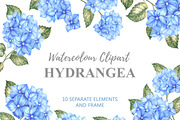 Watercolor Clipart Hydrangea flowers, a Decorative Illustration by Kotkoa (Thumbnail 3 of 12)