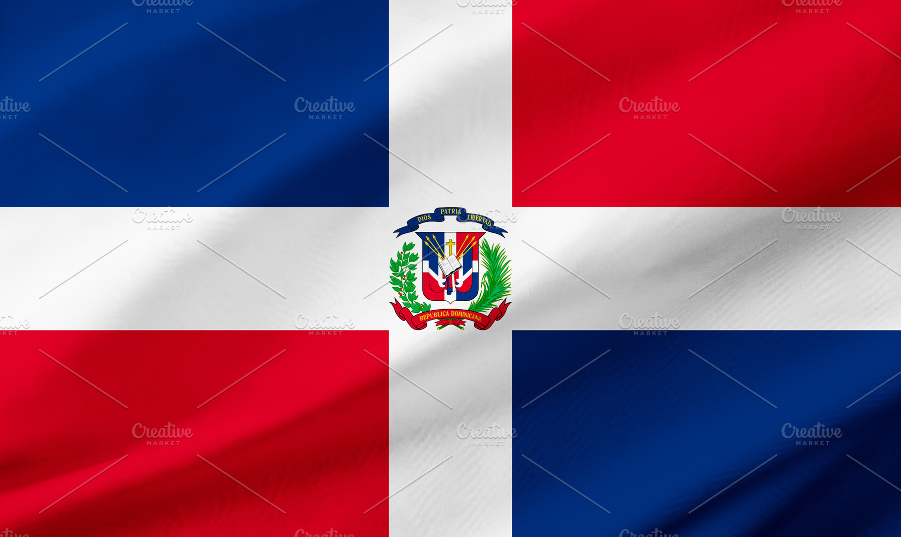 Dominican Republic flag background with waving fabric texture, a Background Photo by Davizro's Market