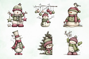 Whimsical Christmas Snowman Clipart, an Illustration by Creative Art (Thumbnail 7 of 8)