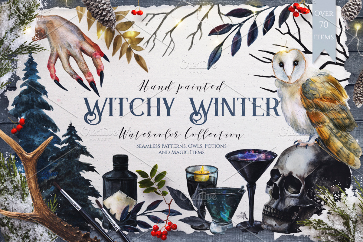 Watercolor Witchy Winter, a Food Illustration by Fluffy Unicorn (Photo 1 of 14)