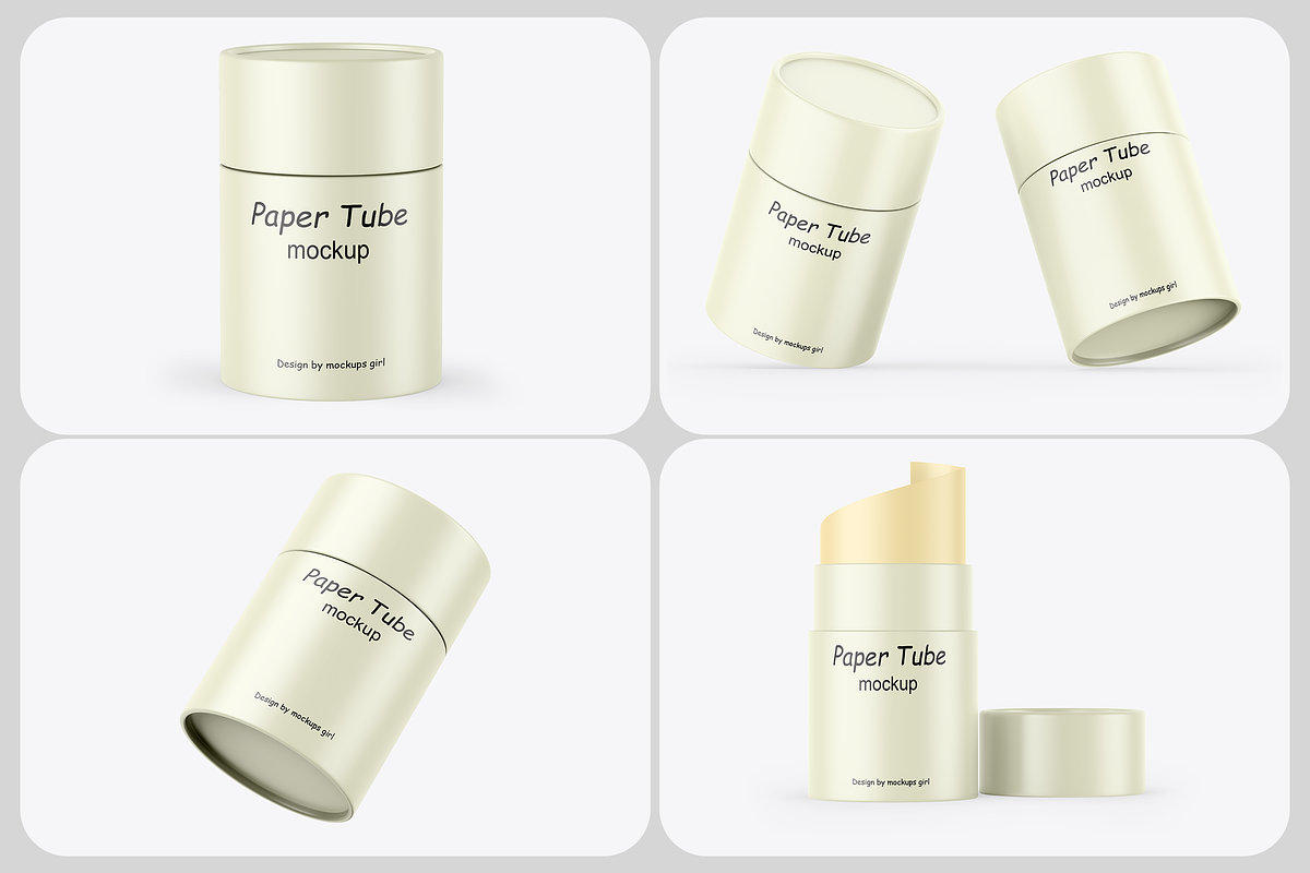 Paper Tube Mockups, a Packaging Mockup by Mockups Girl (Photo 1 of 5)