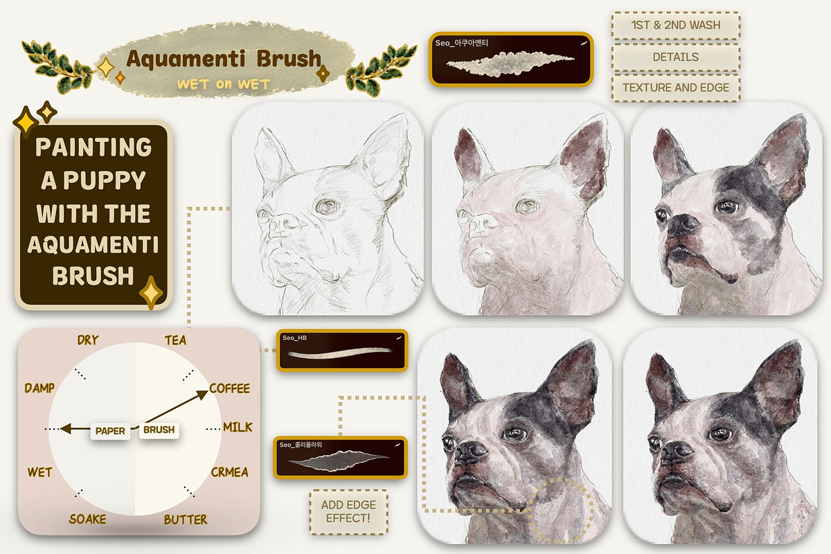 Authentic WATERCOLOR BRUSHES by Seo, a Brushes & More by Illustration by Seo (Photo 9 of 33)