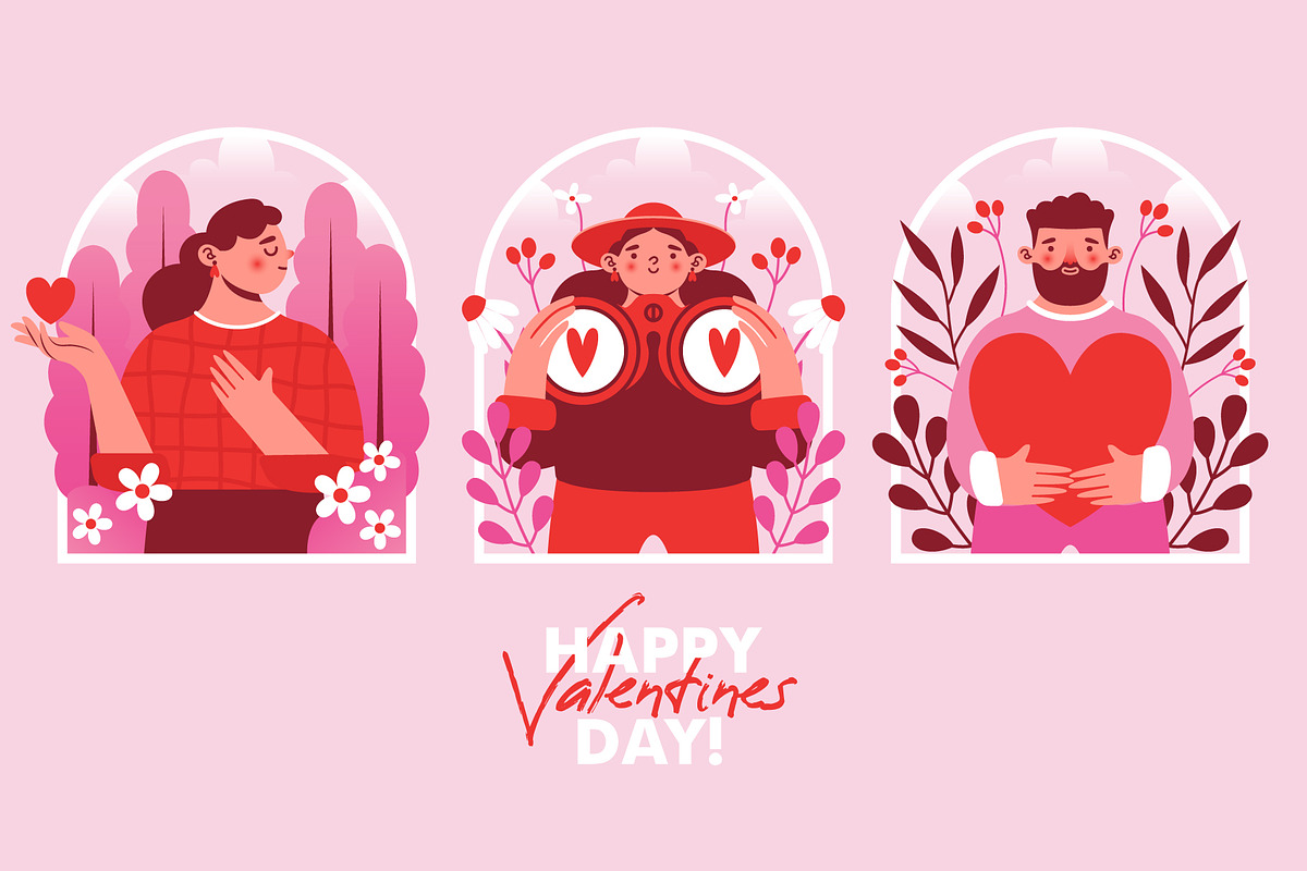Saint Valentine's Day. Vector set., a Seasonal Illustration by Renberrry.Store (Photo 9 of 12)