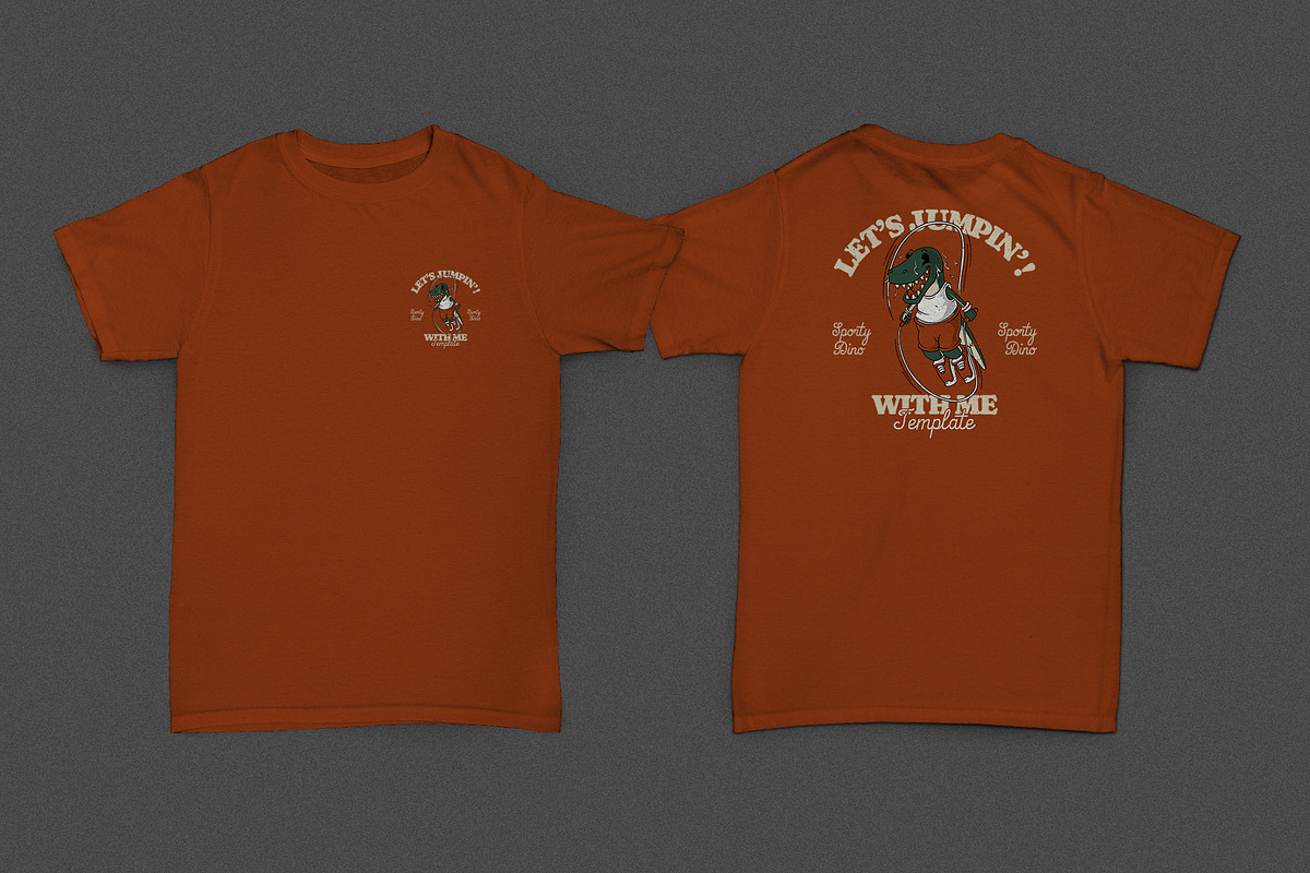 retro t-rex mascot jumping rope, a Branding & Logo Template by Judsart (Photo 2 of 3)