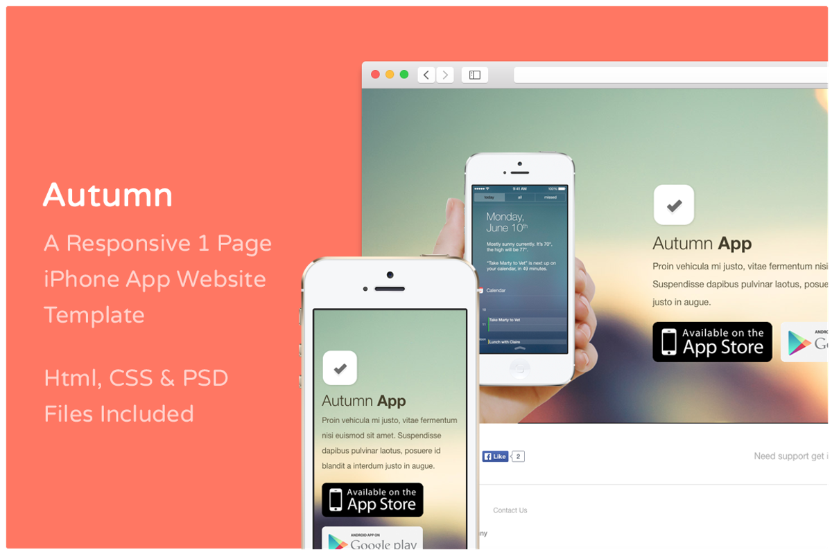 Autumn - iPhone App Website Template, an App Template by Jamie Peak (Photo 1 of 2)