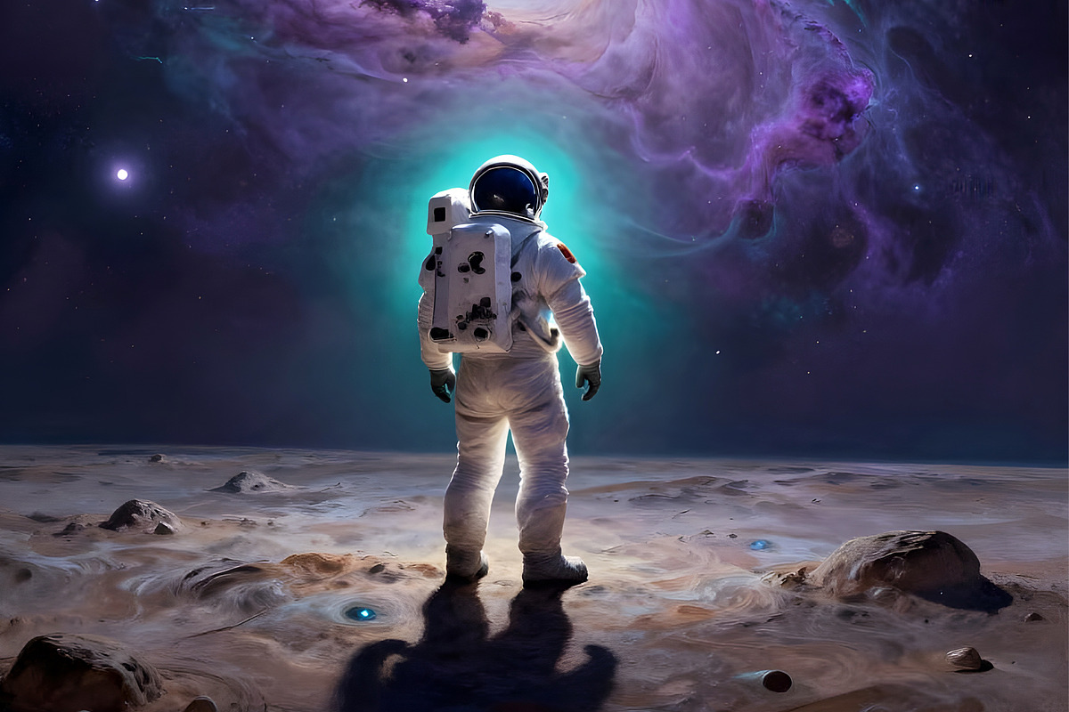 Beautiful Outer Space with Astronaut, a Person Illustration by Sharon Schwalbe (Photo 1 of 4)