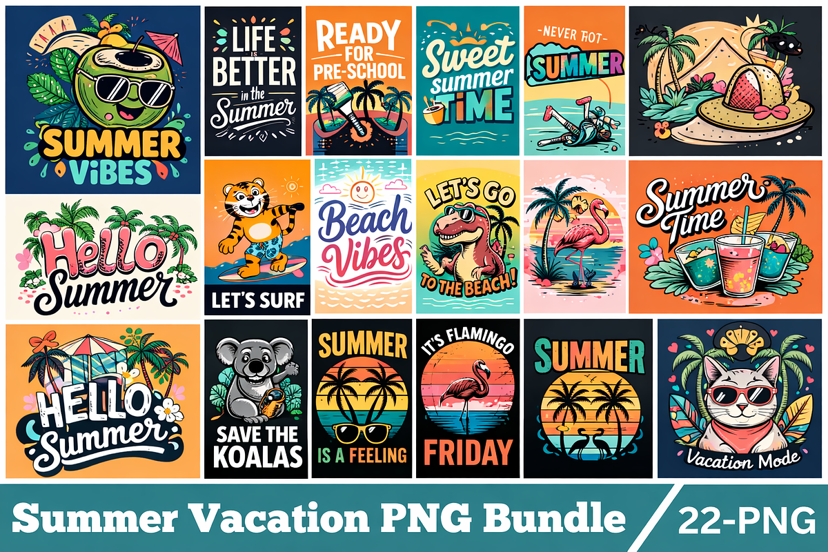 Summer Vacation PNG Shirt Bundle, a Seasonal Illustration by Akrinity Digital (Photo 2 of 3)