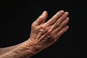 Male hands clapping on black background, a Photo by AlyaAnd